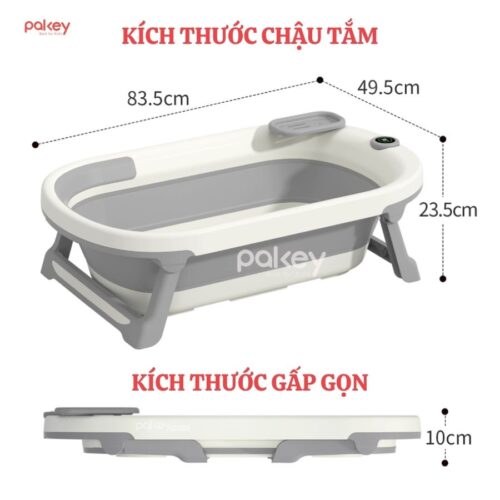 Chậu tắm gấp gọn có nhiệt kế Pakey P-CT03 31 Chậu tắm cao cấp có nhiệt kế Pakey P-PT03