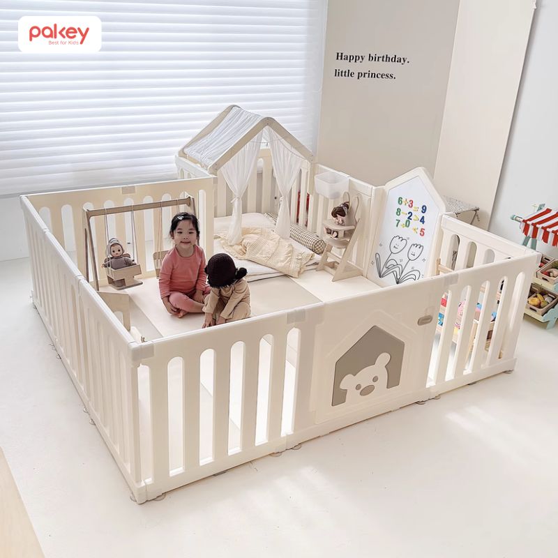 Pakey sẵn các mẫu lều vải, lều nhựa kết hợp quây cũi cho bé