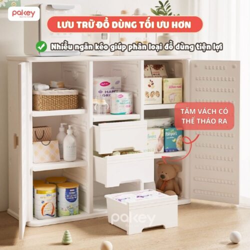 Tủ nhựa đựng đồ cho bé đa năng Pakey E009-E010