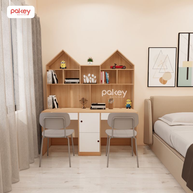 Nếu gia đình có hai bé sinh đôi hoặc gần tuổi thì bàn học đôi cũng là một trong những lựa chọn tuyệt vời