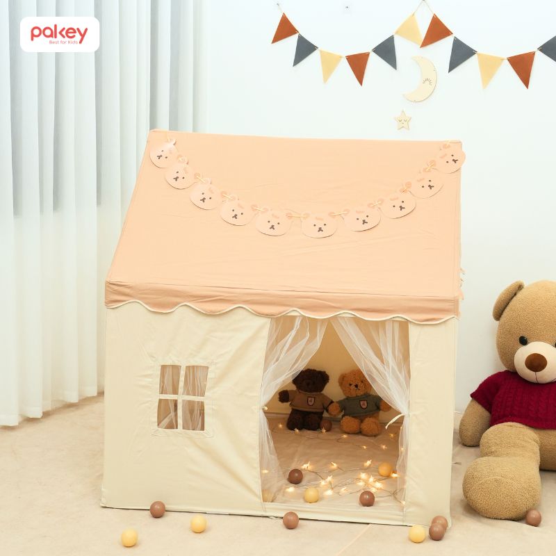 Hướng dẫn chi tiết cách dựng lều vải cho bé cực đơn giản 8 Decor, trang trí cho lều vải bằng cờ dây, đèn led