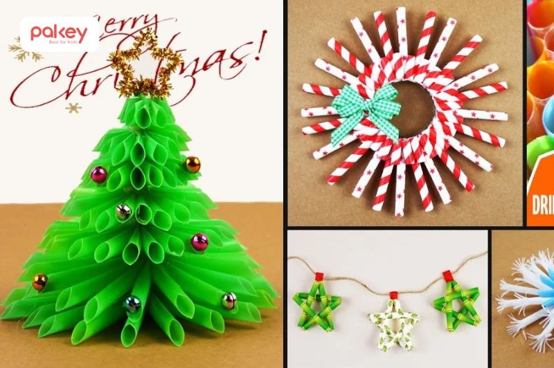 15+ ý tưởng làm đồ chơi cho bé handmade không tốn 1 xu 24 Làm món quà noel cho bé bằng ống hút nhựa