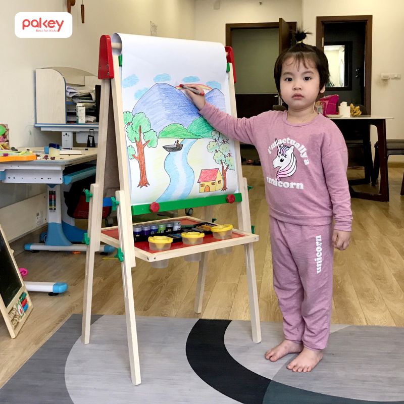 Bảng vẽ gỗ 2 mặt có giá đỡ