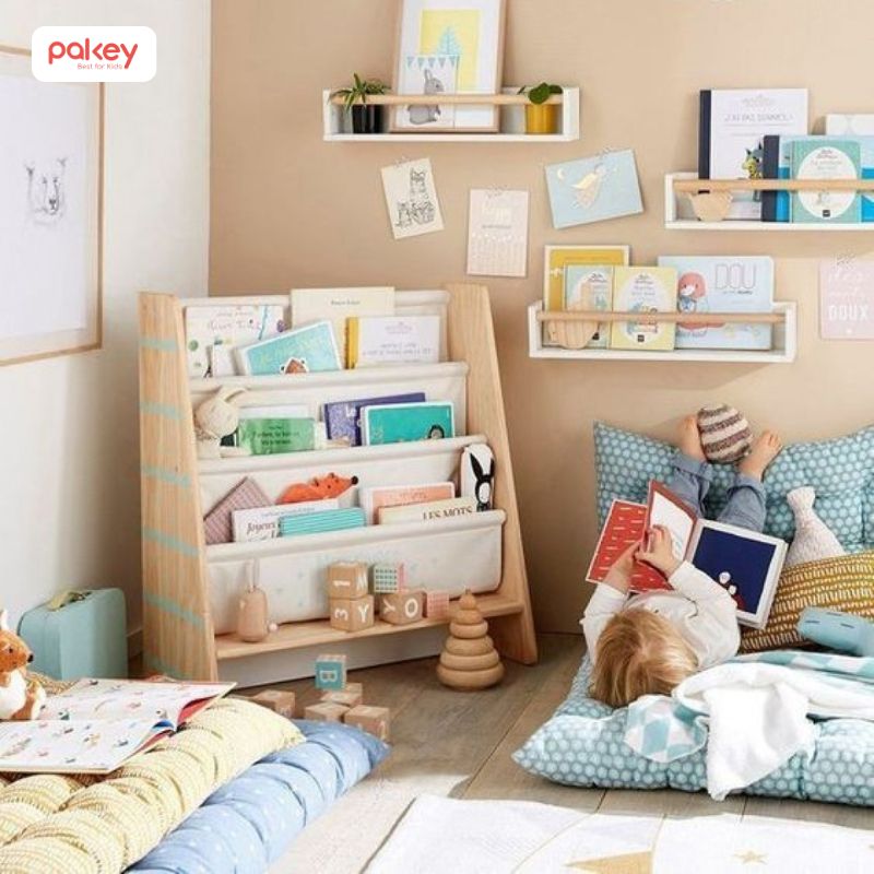 Tận dụng ánh sáng tự nhiên giúp phòng đọc sách của bé trở nên thông thoáng, tươi sáng