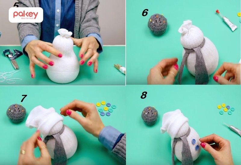 Làm người tuyết từ bông gòn - Cách làm quà noel cho bé