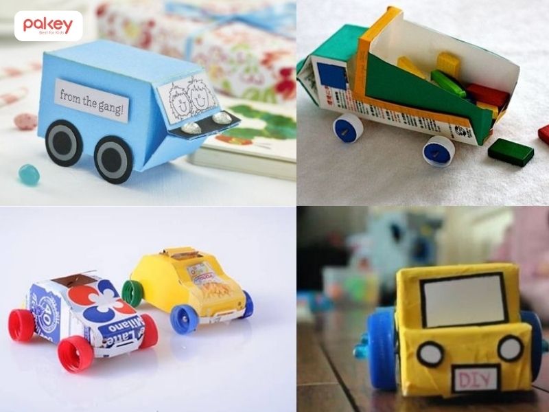 3 cách làm ô tô đồ chơi cho bé từ giấy bìa, hộp sữa, chai nhựa
