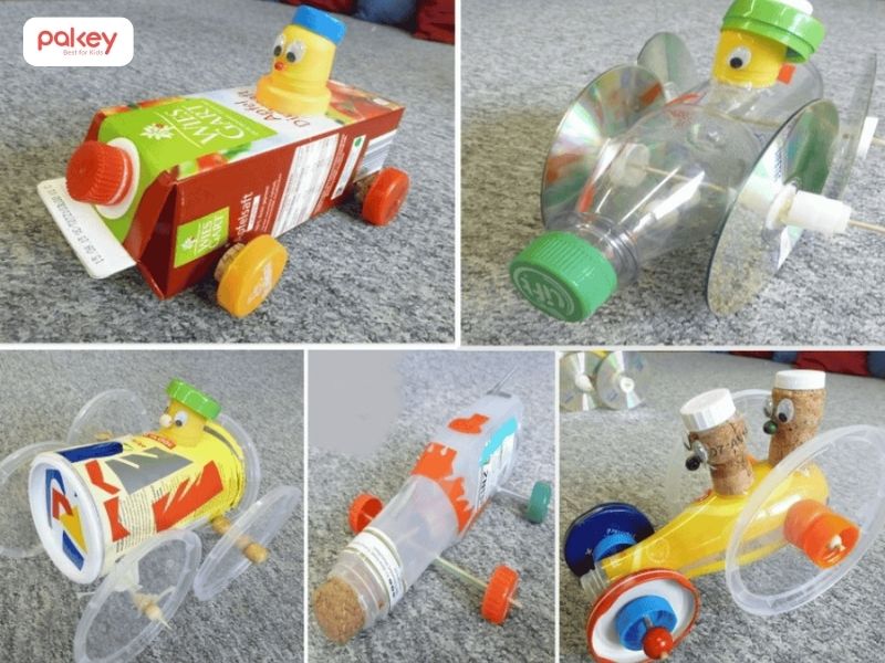 3 cách làm ô tô đồ chơi cho bé từ giấy bìa, hộp sữa, chai nhựa