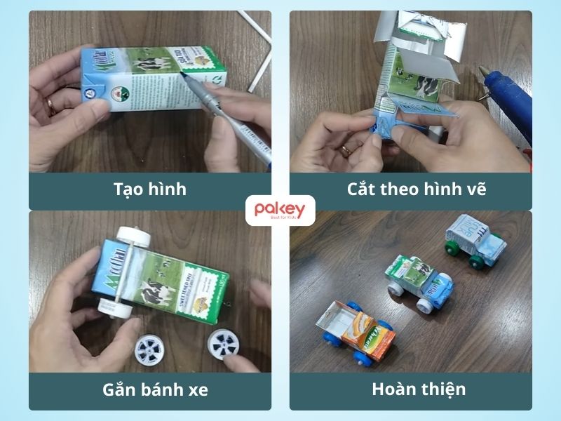 3 cách làm ô tô đồ chơi cho bé từ giấy bìa, hộp sữa, chai nhựa