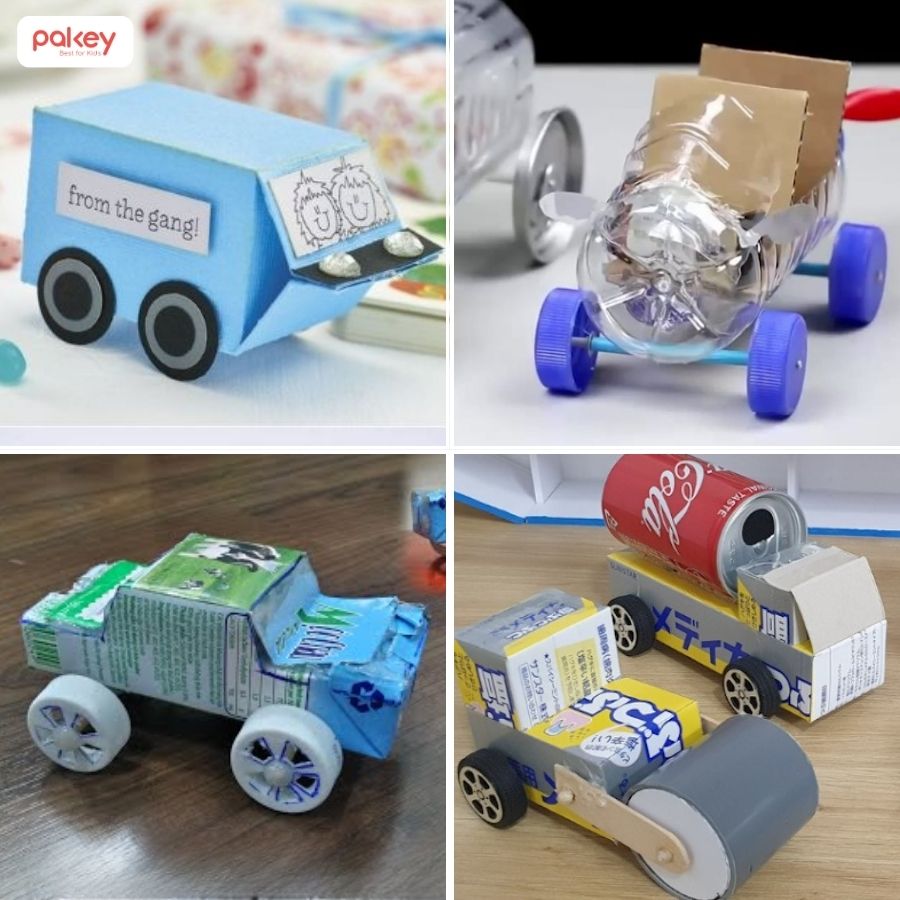 3 cách làm ô tô đồ chơi cho bé từ giấy bìa, hộp sữa, chai nhựa