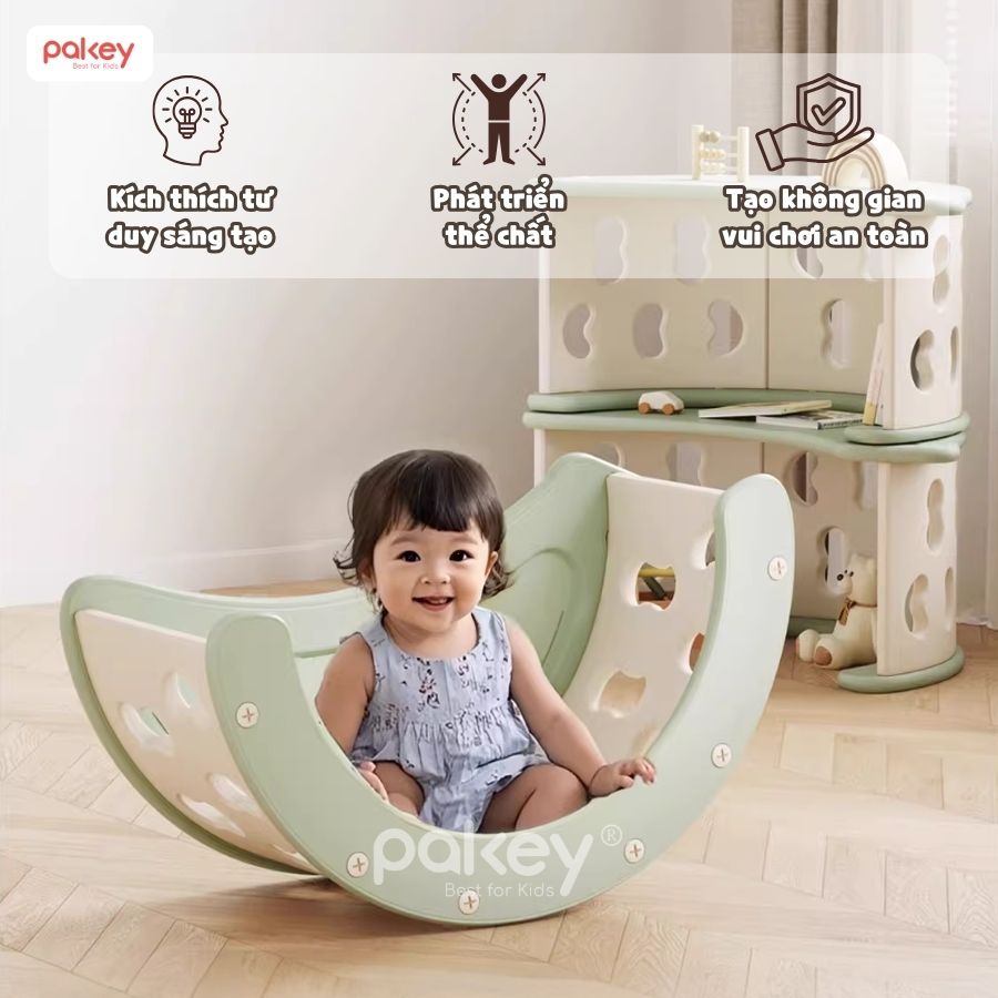 Đồ chơi bập bênh cầu vồng Pakey RH05 kèm nệm 29 Bập bênh cầu vồng Pakey RH05