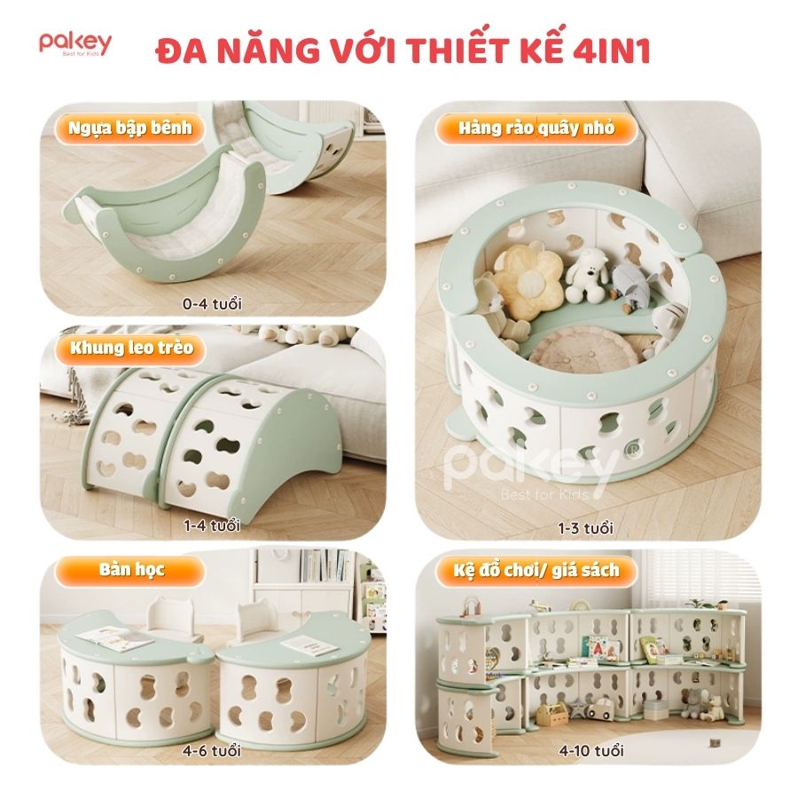 Đồ chơi bập bênh cầu vồng Pakey RH05 kèm nệm 31 Bập bênh cầu vồng Pakey RH05