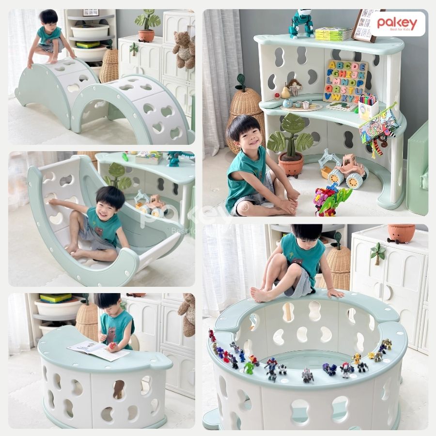 Đồ chơi bập bênh cầu vồng Pakey RH05 kèm nệm 28 Bập bênh cầu vồng Pakey RH05