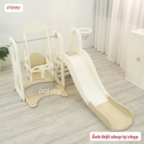 Bộ cầu trượt xích đu trắng - nâu Pakey P-CS08 13 Bộ cầu trượt xích đu trắng - nâu Pakey P-CS08