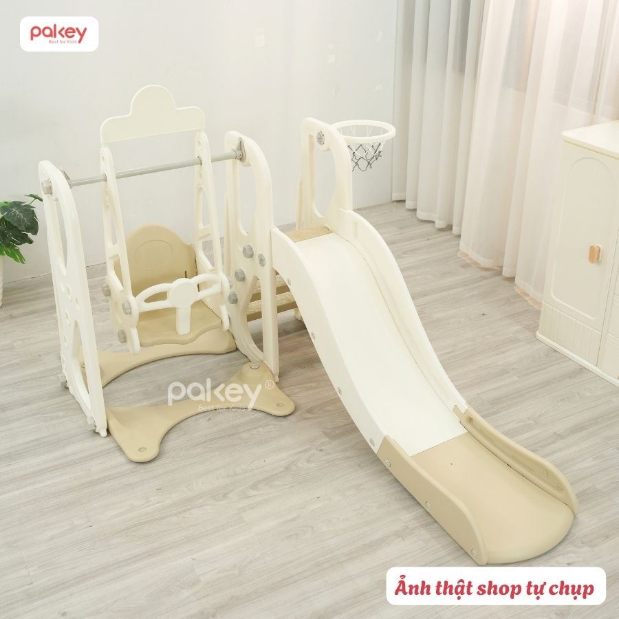 Bộ cầu trượt xích đu trắng - nâu Pakey P-CS08 28 Bộ cầu trượt xích đu trắng - nâu Pakey P-CS08