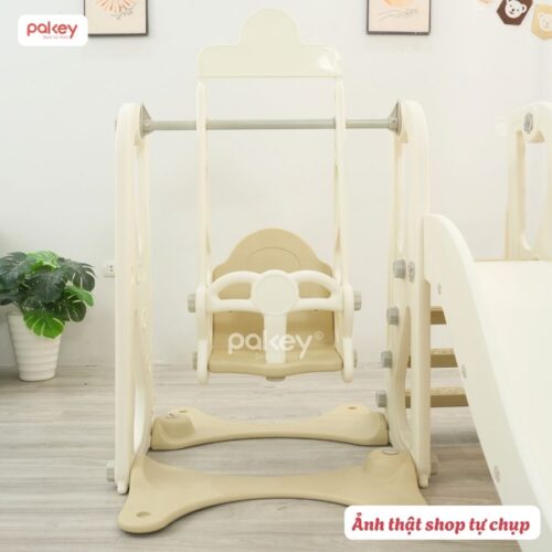 Bộ cầu trượt xích đu trắng - nâu Pakey P-CS08 14 Bộ cầu trượt xích đu trắng - nâu Pakey P-CS08