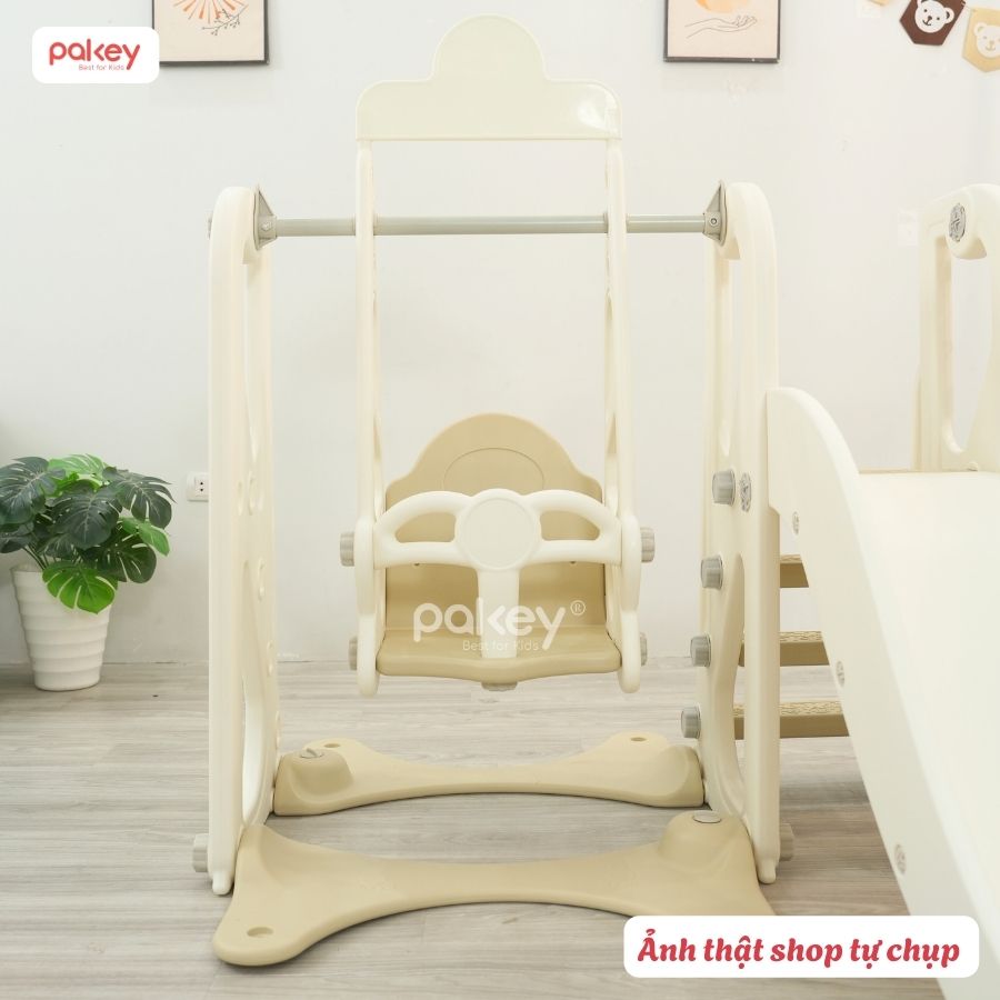 Bộ cầu trượt xích đu trắng - nâu Pakey P-CS08 36 Bộ cầu trượt xích đu trắng - nâu Pakey P-CS08