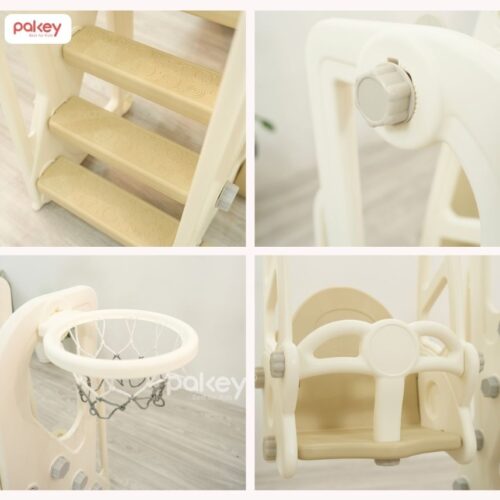 Bộ cầu trượt xích đu trắng - nâu Pakey P-CS08 15 Bộ cầu trượt xích đu trắng - nâu Pakey P-CS08