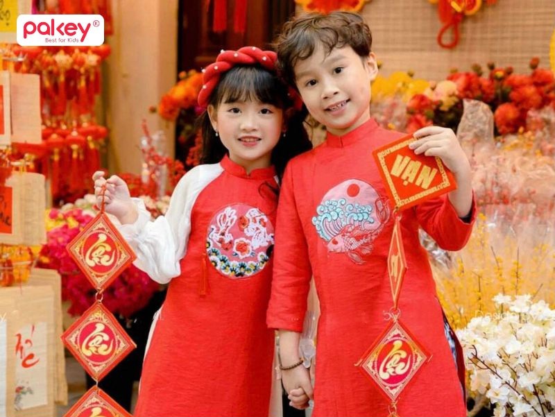 99+ Mẫu áo Dài trẻ em cho bé gái, bé trai đẹp nhất 2026 48 Áo dài trẻ em truyền thống