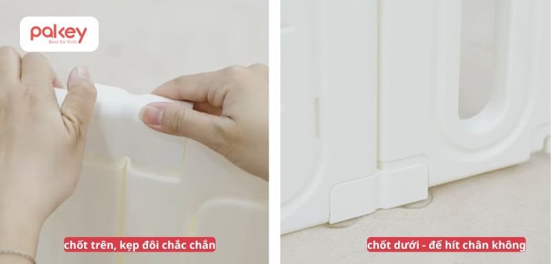 Ảnh minh họa chốt trên - dưới của quây tháo lắp Pakey Voi PV01