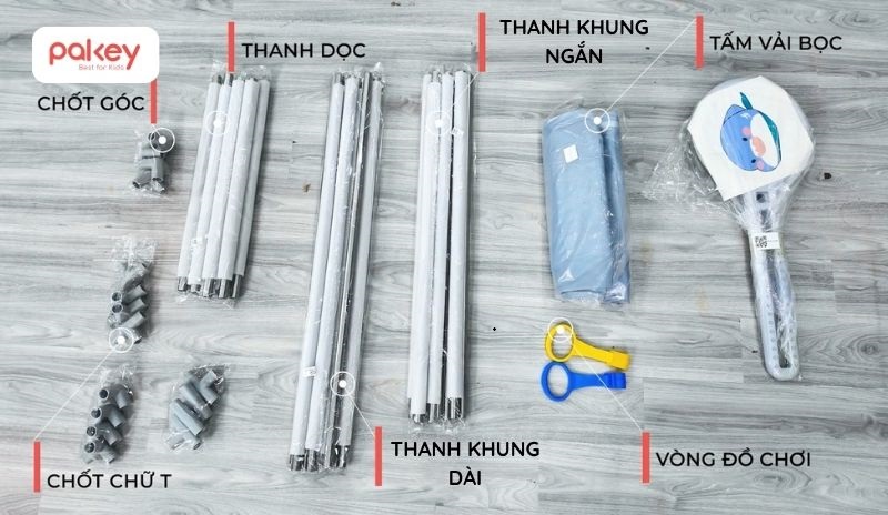 Các bộ phận của một sản phẩm quây vải Pakey K4