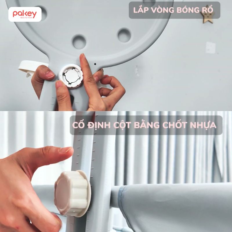 Lắp và cố định cột bóng rổ với thành quây