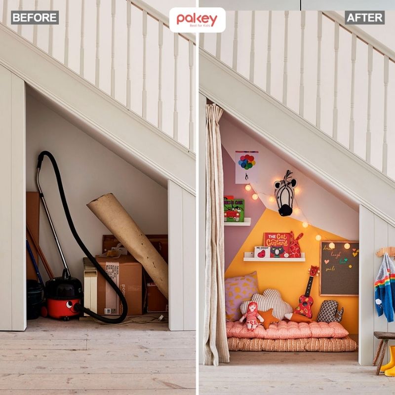 Hô biến gầm cầu thang thành không gian vui chơi thú vị cho bé