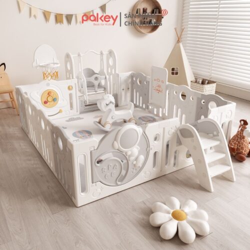 Bộ quây cũi kèm cầu trượt xích đu Pakey Phi Hành Gia QN03