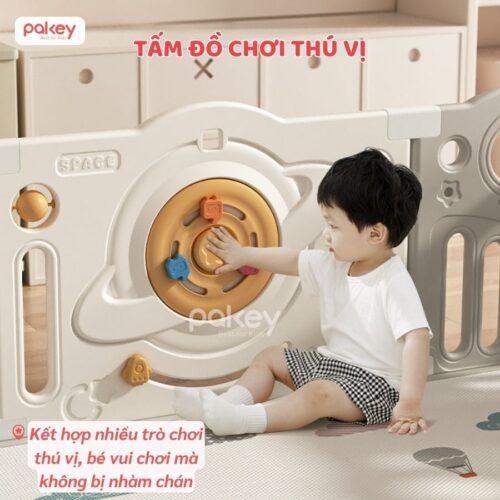 Bộ quây cũi kèm cầu trượt xích đu Pakey Phi Hành Gia QN03