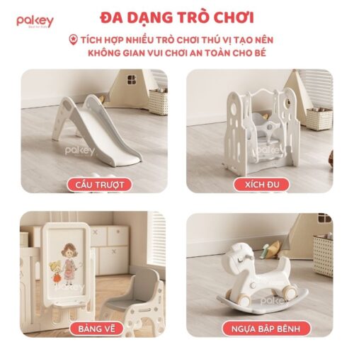 Bộ quây cũi kèm cầu trượt xích đu Pakey Phi Hành Gia QN03