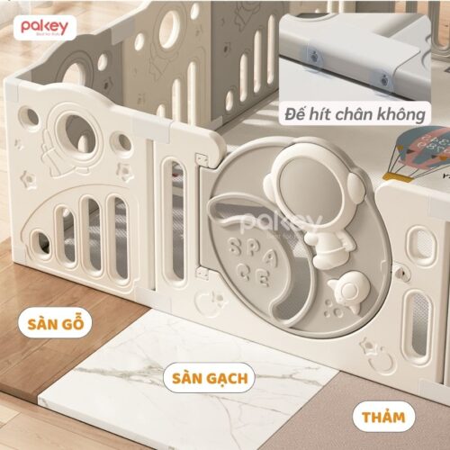Bộ quây cũi kèm cầu trượt xích đu Pakey Phi Hành Gia QN03