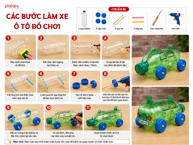 Hướng dẫn 10 ý tưởng tái chế chai nhựa thành đồ chơi tại nhà