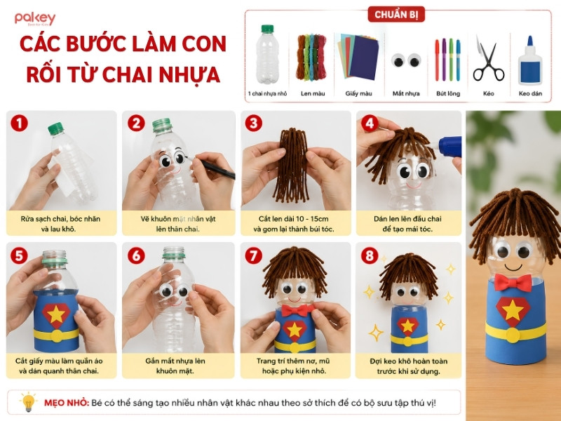 Hướng dẫn 10 ý tưởng tái chế chai nhựa thành đồ chơi tại nhà