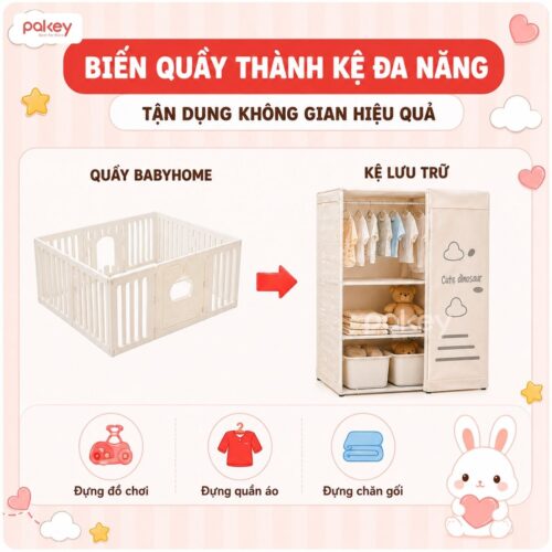 Phụ kiện chốt kẹp và vải bọc quây nhựa Pakey Babyhome NC02 11 Phụ kiện quây cũi nhựa Pakey Babyhome NC02
