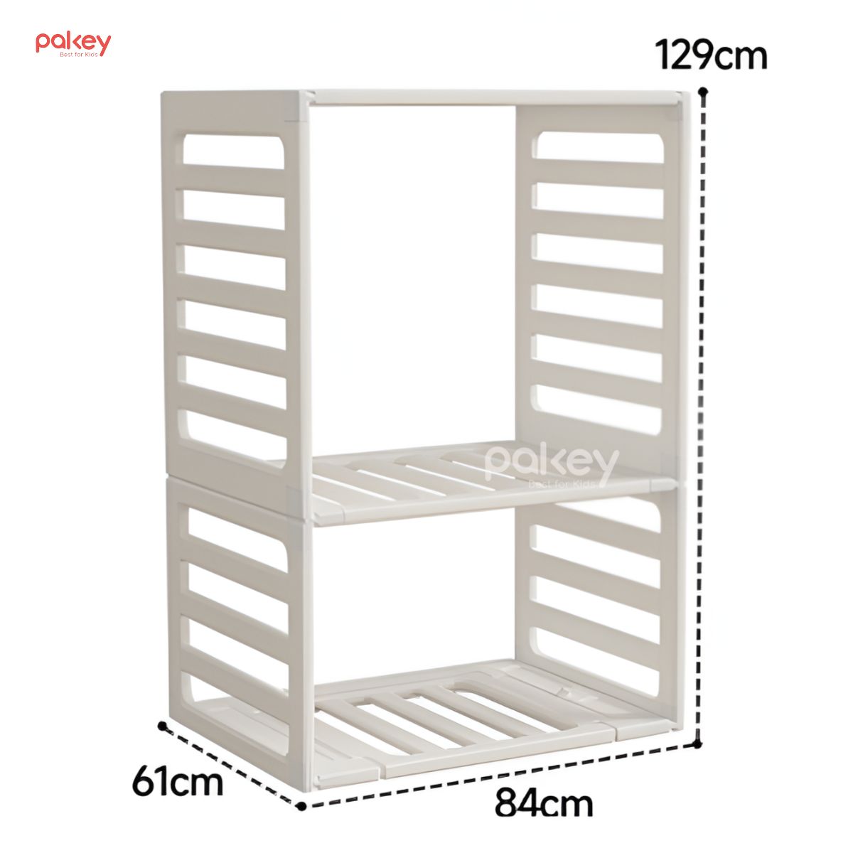 Phụ kiện chốt kẹp và vải bọc quây nhựa Pakey Babyhome NC02 24 Kệ 2 tầng kích thước 84*61*129cm