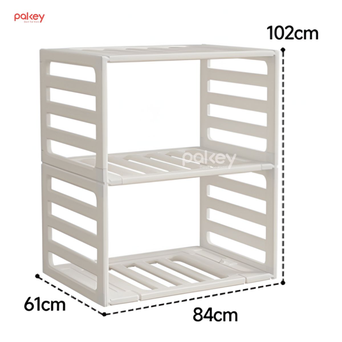 Phụ kiện chốt kẹp và vải bọc quây nhựa Pakey Babyhome NC02 23 Kệ 2 tầng kích thước 84*61*102cm