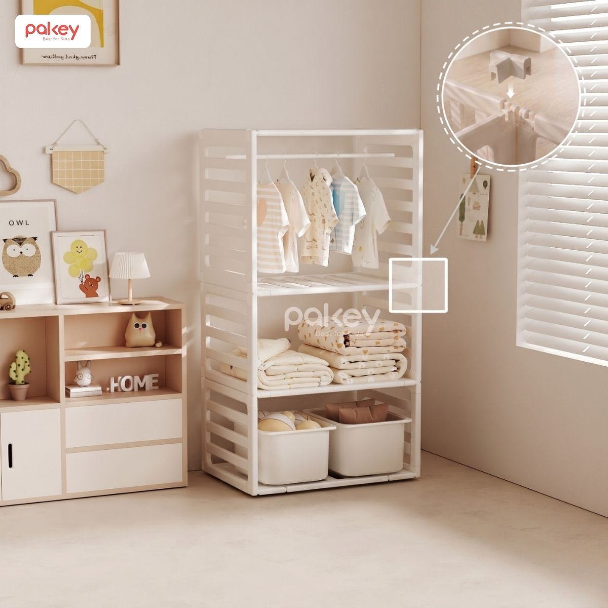 Phụ kiện chốt kẹp và vải bọc quây nhựa Pakey Babyhome NC02 21 Phụ kiện quây cũi nhựa Pakey Babyhome NC02
