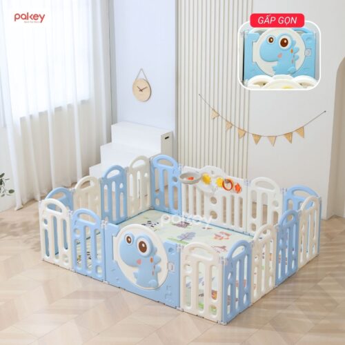 Quây nhựa gấp gọn Pakey khủng long KL02 màu xanh-trắng 10 Quây nhựa gấp gọn Pakey khủng long KL02 màu xanh-trắng
