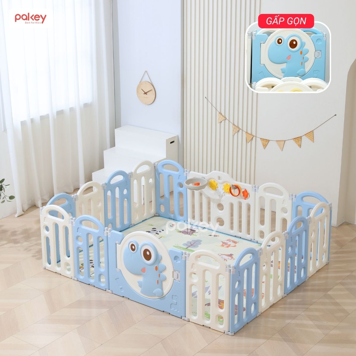 Quay-cui-nhua-Pakey-khung-long-mau-xanh-trang (2) Quây nhựa gấp gọn Pakey khủng long KL02 màu xanh-trắng