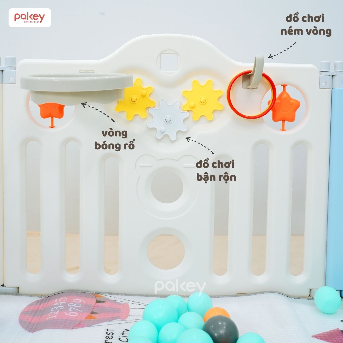 Quây nhựa gấp gọn Pakey khủng long KL02 màu xanh-trắng 20 Quây nhựa gấp gọn Pakey khủng long KL02 màu xanh-trắng