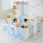 Quây nhựa gấp gọn Pakey khủng long KL02 màu xanh-trắng