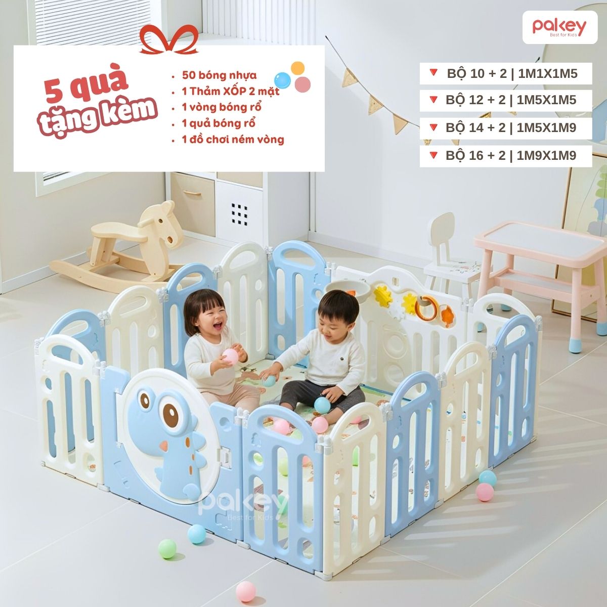 Quây nhựa gấp gọn Pakey khủng long KL02 màu xanh-trắng 16 Quây cũi nhựa gấp gọn Pakey khủng long KL02 màu xanh - trắng