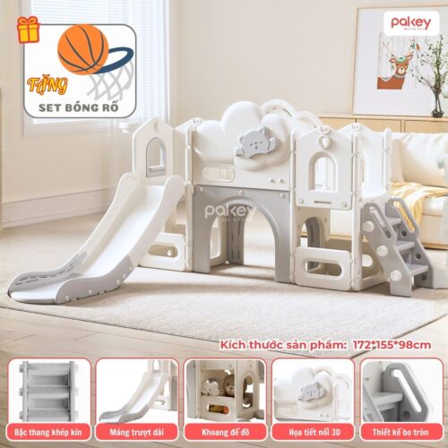 Cầu trượt liên hoàn kết hợp hầm chui Pakey Lovely Bear LH03