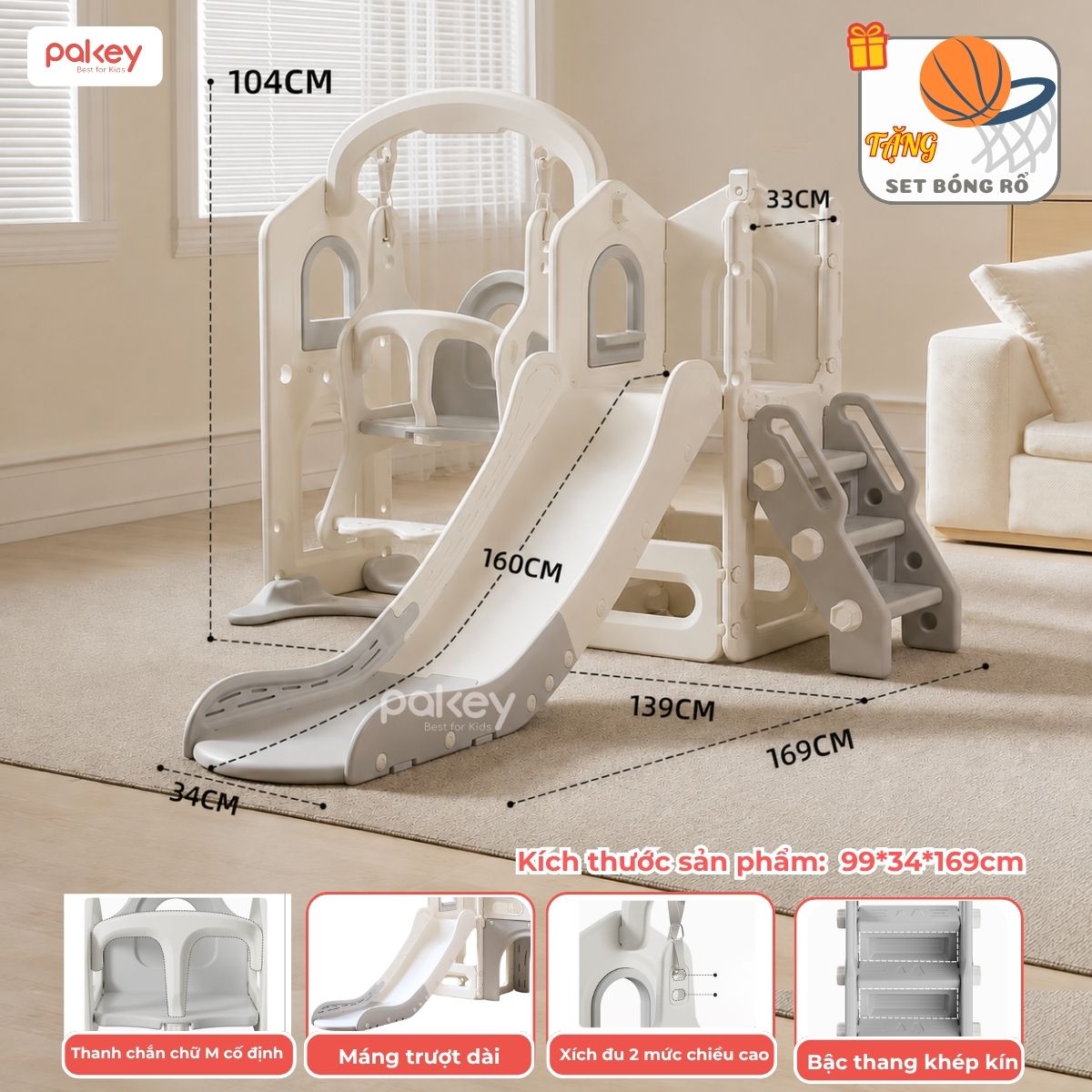 Cầu trượt xích đu Pakey Lovely Bear SS02 15 Cầu trượt xích đu Pakey Lovely Bear SS02