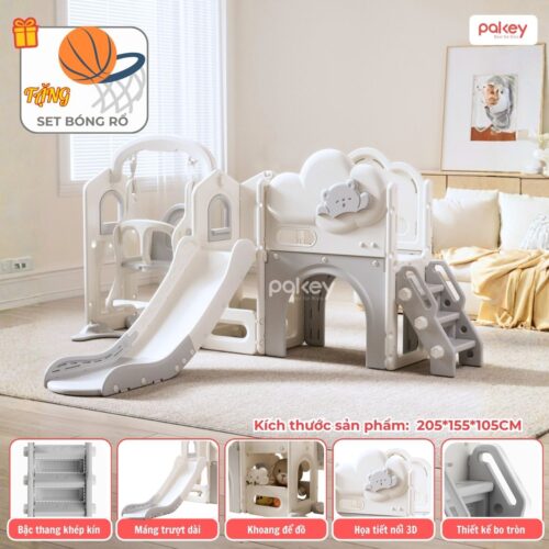 Cầu trượt xích đu liên hoàn Pakey Lovely Bear LH04