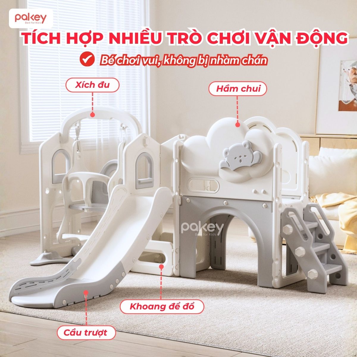 Cầu trượt xích đu liên hoàn Pakey Lovely Bear LH04 26 Cầu trượt xích đu liên hoàn Pakey Lovely Bear LH04