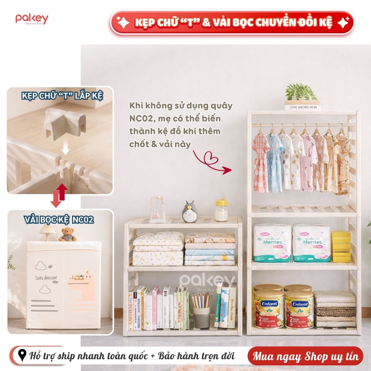 Combo quây cũi Pakey Babyhome NC02 (có lều) + cầu trượt + ngựa bập bênh 25 Combo quây cũi Pakey Babyhome NC02 (có lều) + cầu trượt + ngựa bập bênh