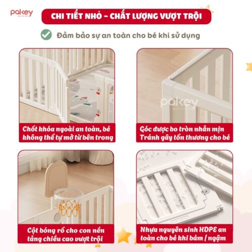 Combo quây cũi Pakey Babyhome NC02 (có lều) + cầu trượt + ngựa bập bênh 13 Combo quây cũi Pakey Babyhome NC02 (có lều) + cầu trượt + ngựa bập bênh
