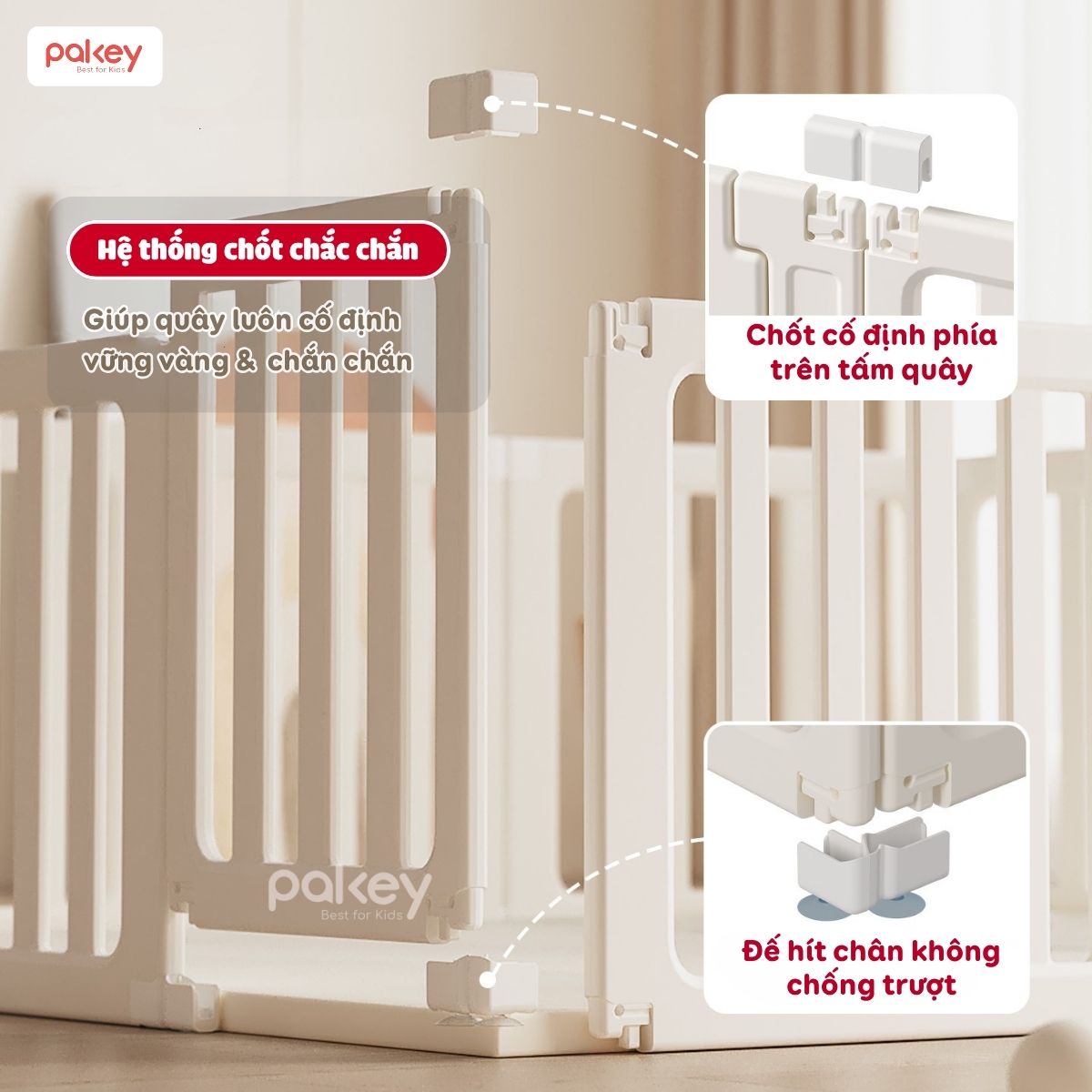 Combo quây cũi Pakey Babyhome NC02 (có lều) + cầu trượt + ngựa bập bênh 29 Combo quây cũi Pakey Babyhome NC02 (có lều) + cầu trượt + ngựa bập bênh