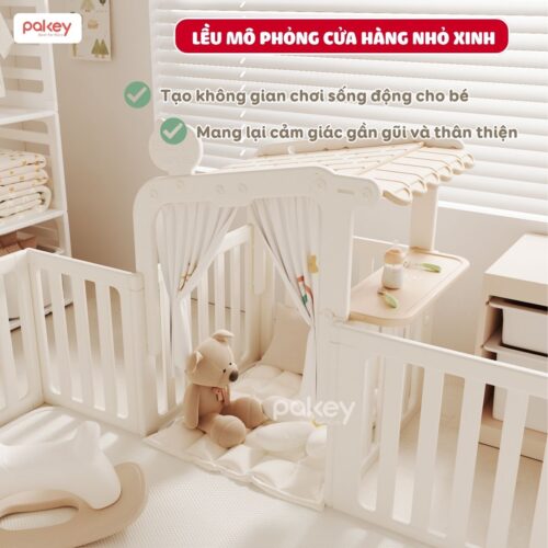 Combo quây cũi Pakey Babyhome NC02 (có lều) + cầu trượt + ngựa bập bênh 19 Combo quây cũi Pakey Babyhome NC02 (có lều) + cầu trượt + ngựa bập bênh