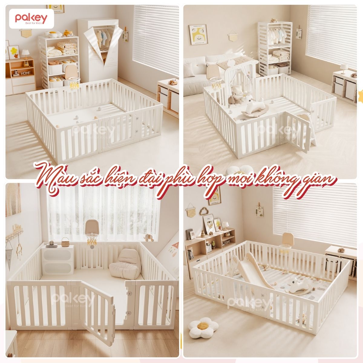 Combo quây cũi Pakey Babyhome NC02 (có lều) + cầu trượt + ngựa bập bênh 26 Combo quây cũi Pakey Babyhome NC02 (có lều) + cầu trượt + ngựa bập bênh
